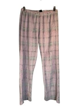 Mia & Tess Pink Gray Plaid Fleece Pajama Pants Sleepwear Women’s Medium